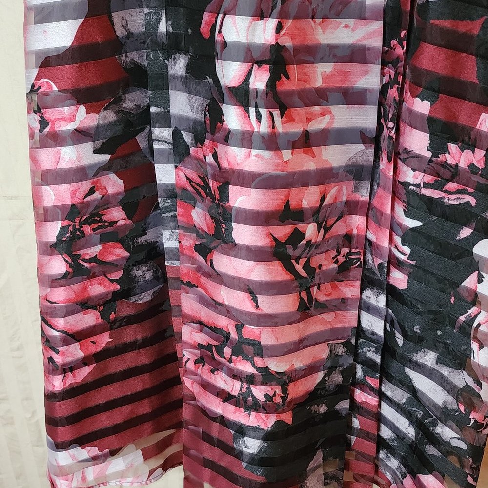 NY Collection Sheer Floral Striped Dress women plus size 1X - Picture 7 of 11